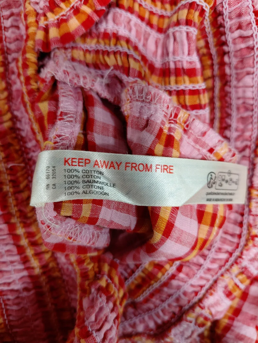 Anthropologie Pink and Orange Plaid Puff-Sleeve Blouse